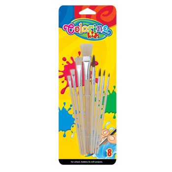 Pędzelki szkolne drewniane 8 szt.