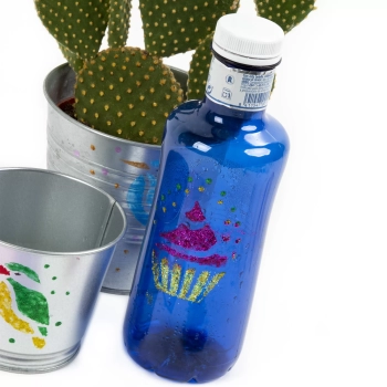 Markery akrylowe brokatowe 10 kolorów z szablonami KIDEA