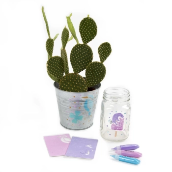 Markery akrylowe metaliczne 10 kolorów z szablonami KIDEA