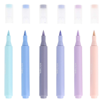 Marker akrylowy Strigo z końcówką Brush w trójkątnej obudowie w 6 kolorach zestaw 4