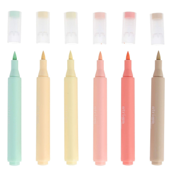 Marker akrylowy Strigo z końcówką Brush w trójkątnej obudowie w 6 kolorach zestaw 5