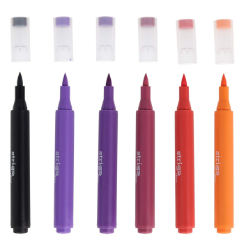 Marker akrylowy Strigo z końcówką Brush w trójkątnej obudowie w 6 kolorach zestaw 7