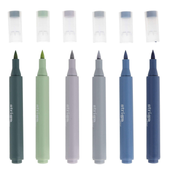 Marker akrylowy Strigo z końcówką Brush w trójkątnej obudowie w 6 kolorach zestaw 8