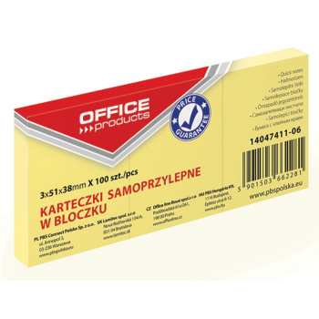 BLOCZEK SAMOPRZYLEPNY OFFICE PRODUCTS, 3x38X51MM