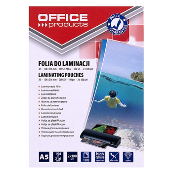 FOLIA DO LAMINOWANIA OFFICE PRODUCTS, A5, 2X100MIKR