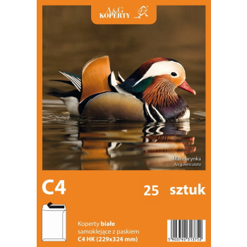 Koperta C4 biała z paskiem (25 sztuk)