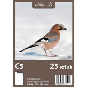 Koperta C5 biała z paskiem (25 sztuk)