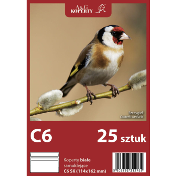 Koperta C6 biała samoklejąca (25 sztuk)
