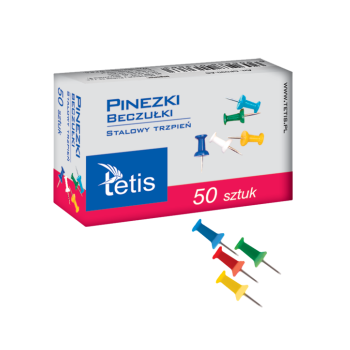 Pinezki beczułki Tetis kolorowe 50 sztuk