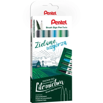 Zestaw do liternictwa Brush Sign Pen Twin Zielone wzgórza